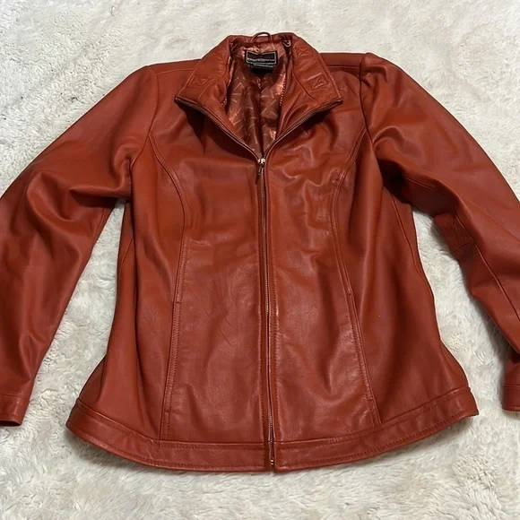 Bradley bayou Womens Genuine leather brown / orange jacket Womens size … - Picture 2 of 8